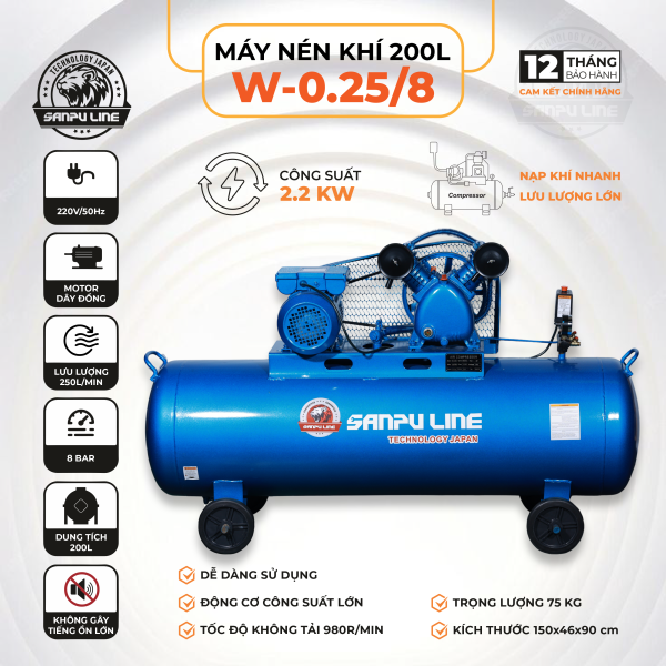 Máy nén khí W-0.25/8 200L